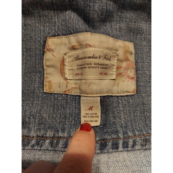 Abercrombie & Fitch Women's Medium Jean Jacket Vintage Button-Up Distressed - Picture 7 of 10